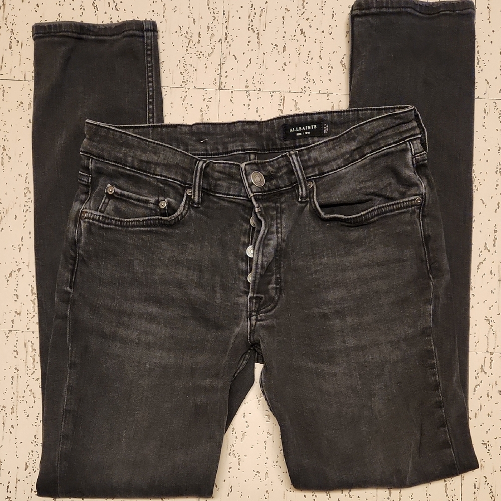 All Saints Rex Black Fade Slim Fit Denim Jeans